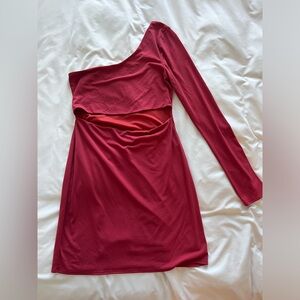 One sleeve cut out mini dress